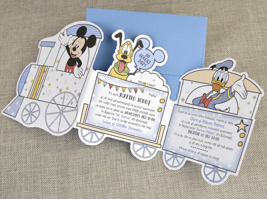 invitatie botez tren Mickey Disney 15723